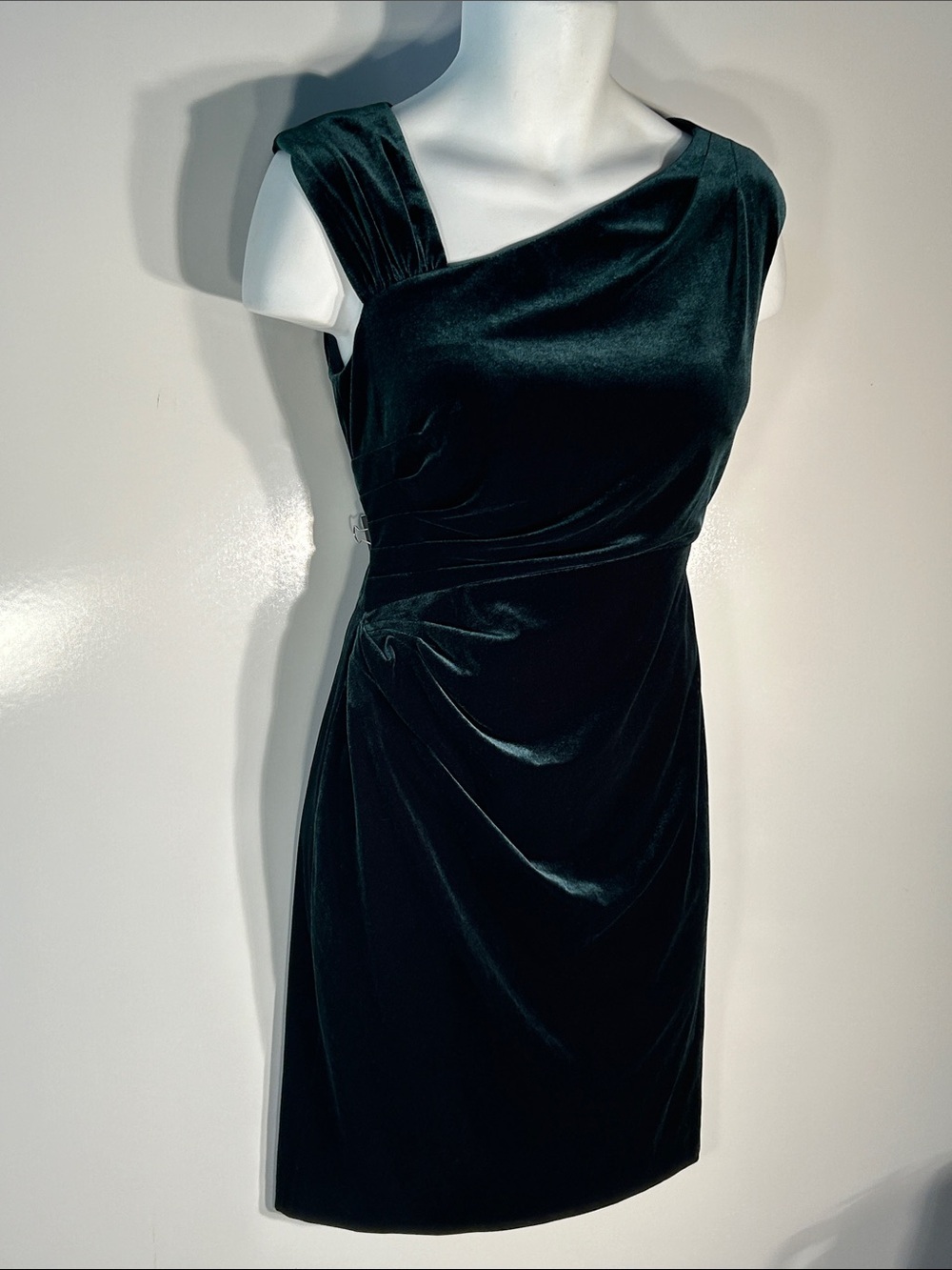 Lauren Ralph Lauren SZ 10 Dark Green Velvet Sheath Dress Formal Cocktail Chic